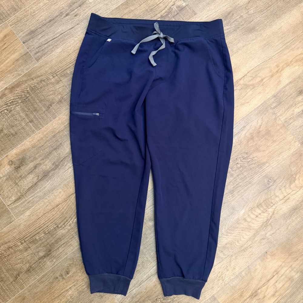 FIGS Zamora Jogger Scrub Pants Womens XL Petite Navy Blue Cargo Pocket Technical